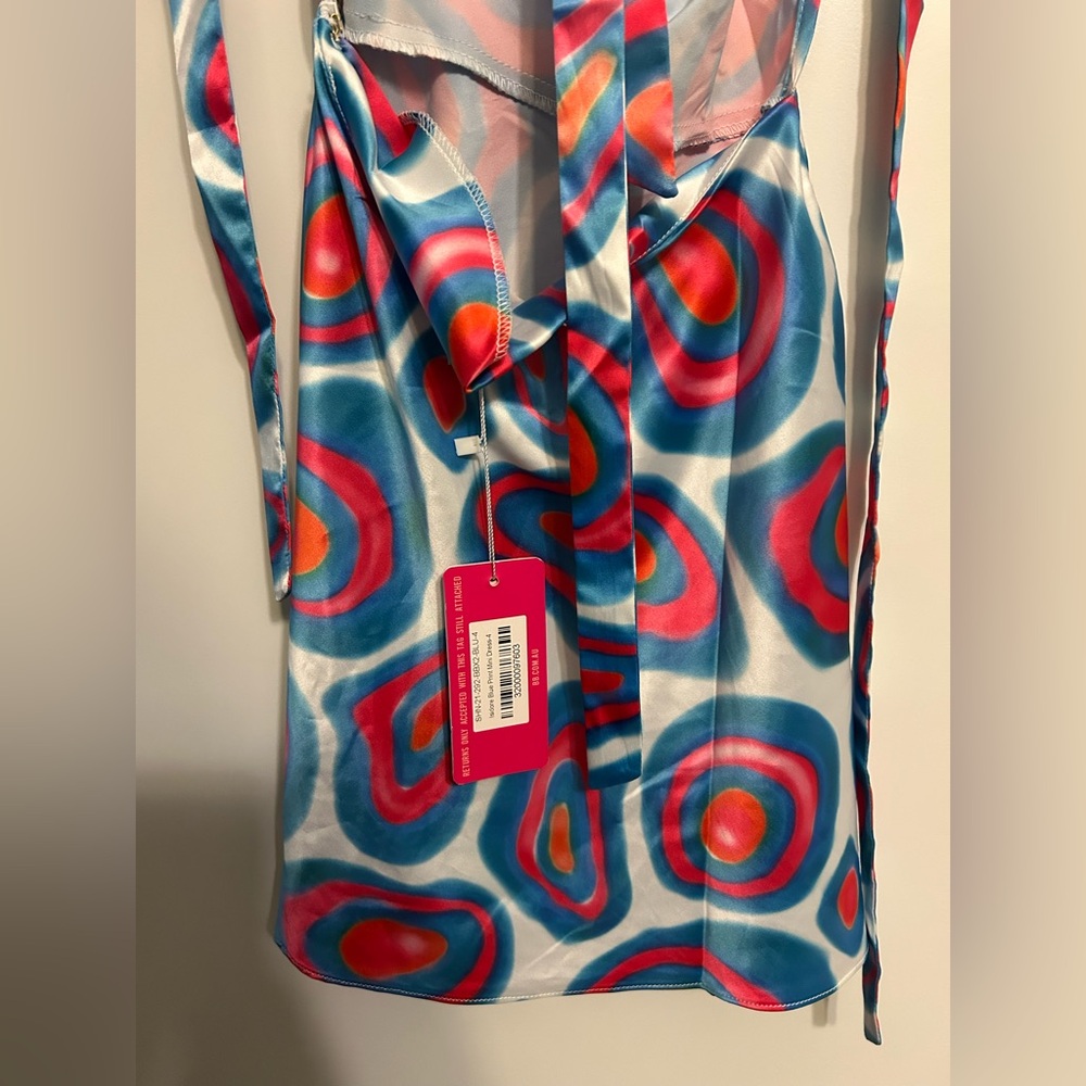 NWT Beginning Boutique Isidore Blue Print Mini Dress - Picture 7 of 9
